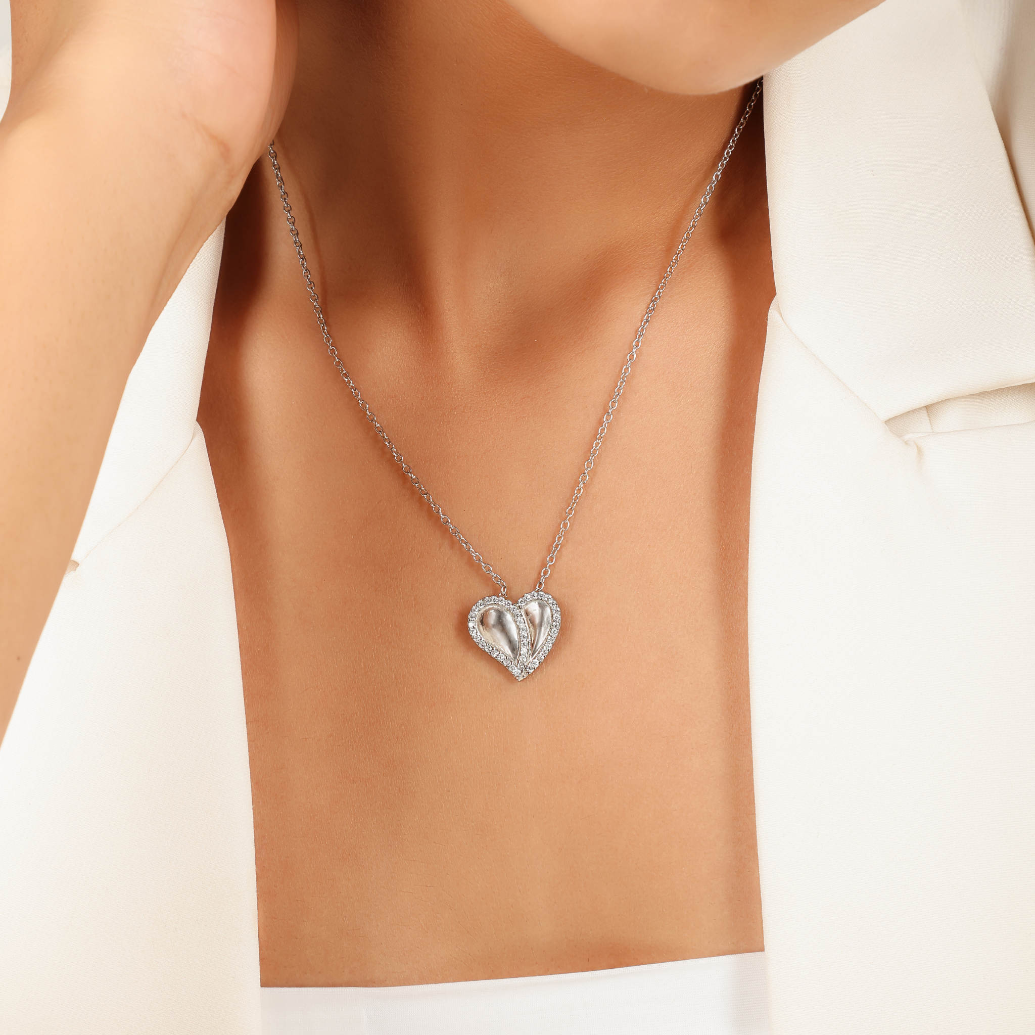 Cute Heart Shaped Pendant With Chain - Hallmarked 925 Sterling Silver